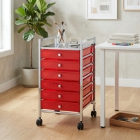 Chariot de rangement blanc à 6 tiroirs avec roulettes, cadre métallique, tiroirs en plastique, chariot de bureau mobile, conteneur à roulettes, plateforme portable