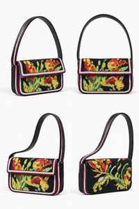 Bolso de Hombro de Lujo Hecho a Mano con Cuentas para Mujer, Bordado Floral Negro, Elegante para Fiestas Nocturnas, Regalo Promocional, Cierre de Cremallera - Product Image 3