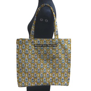 Bolso de compras cuadrado de algodón con estampado de bloque completo personalizado con patrón de 2 asas, bolso de playa, bolso de hombro personalizable - Product Image 1