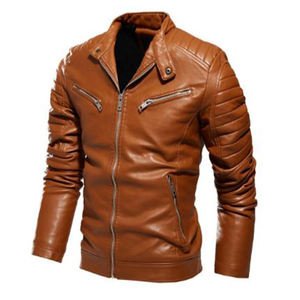 Latest Design Comfortable Casual Leather <b>Jacket</b> With Pockets <b>Men</b> Custom Logo Designer Blank Pure Plus Size <b>Men's</b> <b>Jackets</b> - Product Image 1