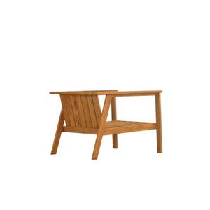 Fauteuil de salon d'extérieur moderne en teck massif, chaise longue de patio, fauteuil de balcon à dossier à lattes, mobilier de jardin - Product Image 2