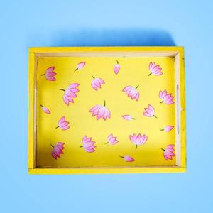 Plateau de rangement rectangulaire en bois avec motif floral, style moderne et luxueux, facile à nettoyer, pour la cuisine et le salon, outils inclus - Product Image 4
