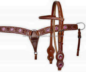 Cabeza de caballo occidental de cuero genuino con estampado de serpiente, pasador y plato con hebilla de cristal de lujo, tachuelas para montar a caballo, venta al por mayor - Product Image 2