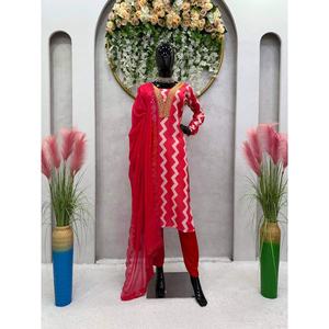 Fancy Georgette Digital Print Top and Pant Set con Dupatta Rani Printed Polyester Fabric Sequence Work - Product Image 1