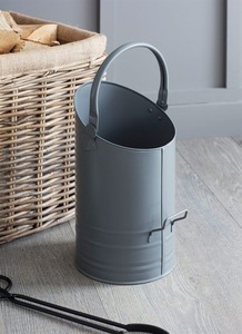 Cubo para cenizas de carbón con recubrimiento de polvo de hierro negro y pala con mango de madera para almacenamiento de cenizas en chimeneas, accesorios para hogar - Product Image 5