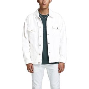 Chaqueta Vaquera de Mezclilla Teñida, Estilo Urbano, Desgastada, Holgada, para Hombre, Ecológica, Estampada, de Alta Calidad - Product Image 1