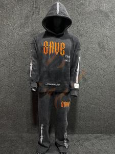 Ensemble sweat-shirt et pantalon de survêtement évasé de haute qualité avec logo personnalisé, effet délavé et broderie - Product Image 2