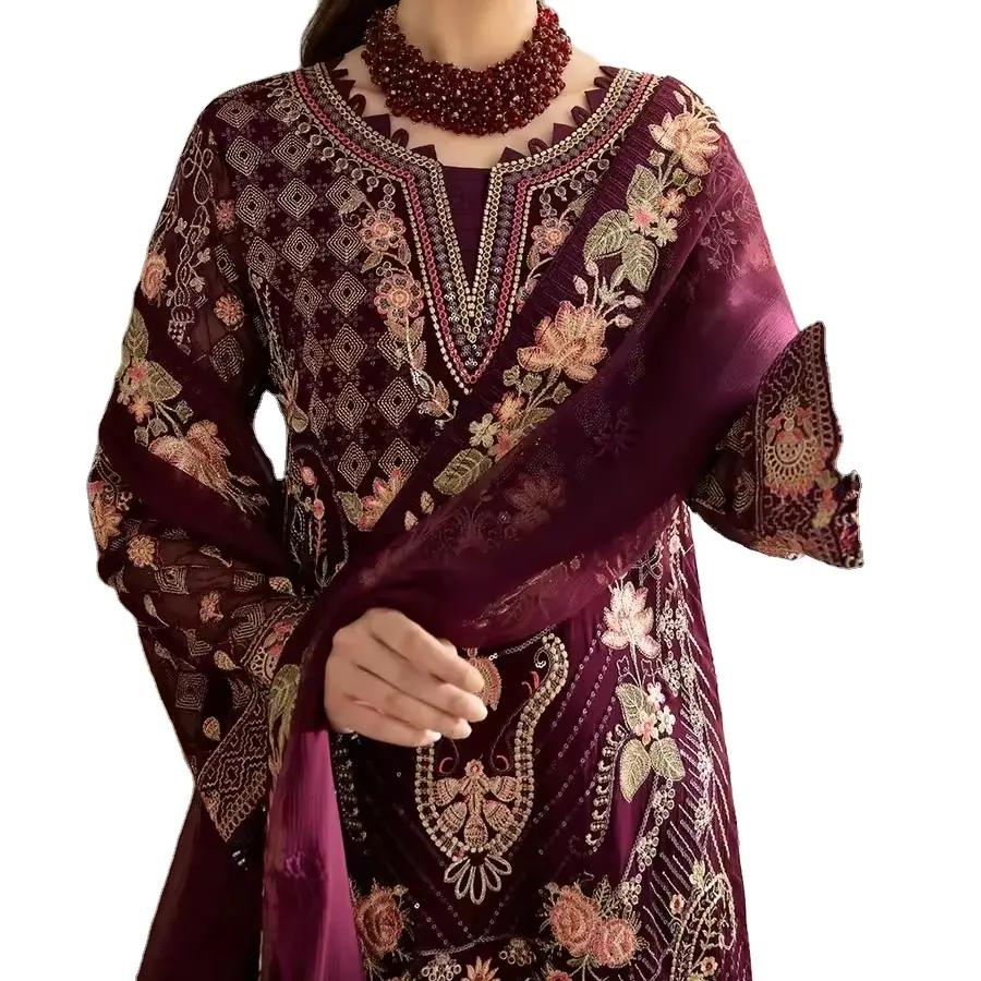Lễ hội mang nhãn hiệu shalwar kameez thiết kế lụa và voan phù hợp cho dân tộc và truyền thống mặc 2024 Bộ sưu tập
