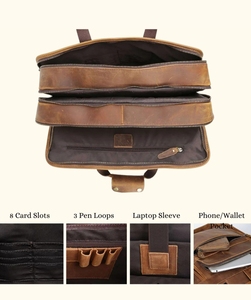 Nouveauté Sac à main en cuir véritable avec fermeture à glissière, style bohème écologique, sac de voyage unisexe - Product Image 4