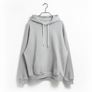 เสื้อสเวตเชิ้ตมีฮู้ดทรงโอเวอร์ไซส์สำหรับผู้ชาย สีเทาล้วน ผ้าฝ้ายฟลีซ สวมใส่สบาย มีกระเป๋าจิงโจ้ ฮู้ดแบบมีเชือกผูก ทรงปกติ - Product Image 1