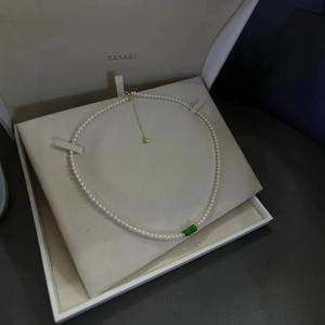 Collier en or 18 carats avec mini perle, élégant, chaîne de queue réglable, pendentif simple, lumière intense, collier de clavicule à perles tendance - Product Image 2