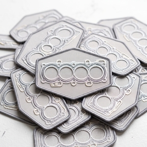 Shield Embroidered Patch Forged Piston Badge Off <b>White</b> Twill Valve Relief Engine Tuning Emblem Maker - Product Image 2