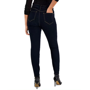 Jean slim noir uni pour femme, taille haute, en denim extensible, coupe ajustée, effet sculptant, longueur cheville, pantalon crayon pour tous les jours - Product Image 2