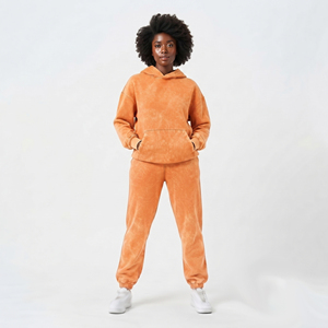 Women Baggy Acid Wash Hoodie Tracksuit Casual Loose Fit Long Sleeve Oversize Cotton Two Piece Running Washed Tracksuit <b>Ladies</b> - Product Image 6