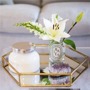 Wholesale Antique Round Rose Gold <b>Mirror</b> Tray Metal Wire Decorative Serving Platter Cake Stand For Hotel Home Wedding Decoration - Product Image 3