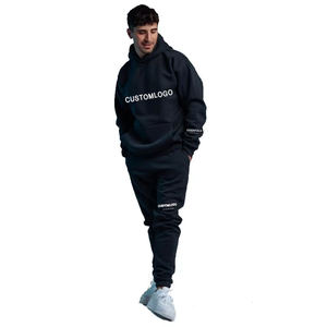 Sudadera con capucha de invierno de 360 GSM, 100% algodón orgánico, con cremallera, de tejido polar grueso, con parche bordado y estampado, teñido liso. - Product Image 5