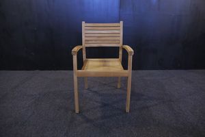 Solid Teak Wood Stacking <b>Chair</b> with Armrest Modern Design Outdoor Dining Furniture Well Sanded Finish Model CHA68 - Product Image 2