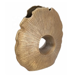 แจกันดอกไม้โลหะสีทอง แจกันตกแต่งสำหรับวางกลางโต๊ะ แจกันตกแต่งห้องนั่งเล่น โต๊ะรับประทานอาหาร แจกันตกแต่งบ้าน - Product Image 1