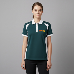 Polo femme manches courtes 100% coton 300GSM ODM/OEM, logo personnalisé, 2 tons, vêtements décontractés été, séchage rapide. - Product Image 1