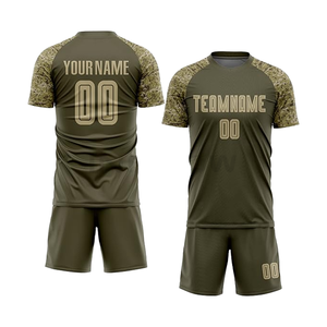 Conjunto de Uniforme de Fútbol Sublimado Personalizado, Estampado de Camuflaje Verde y Negro, Poliéster Transpirable, Unisex para Adultos - Product Image 4