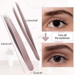 9 pinces à épiler de précision incurvées en acier inoxydable personnalisées, à pointe oblique, écologiques, à bec fin et tranchant pour sourcils - Product Image 3