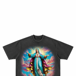 Camiseta con diseño gráfico personalizado de oración, cuello redondo, 100% algodón jersey, tela transpirable, manga corta, para uso unisex. - Product Image 3