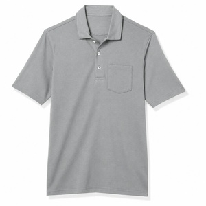 Camiseta de Manga Corta para Hombre, Color Gris, 100% Algodón, con Bolsillo, Estilo Casual, Corte Regular, Transpirable, Antiarrugas, Tejido de Punto - Product Image 5