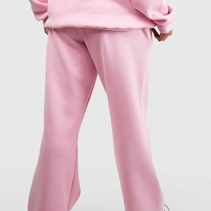 Econex Sports Women Plus Size <b>Pink</b> Hooded <b>Tracksuit</b> Set Full Length Regular Fit Side Pockets Solid Color Casual Autumn Wear - Product Image 4