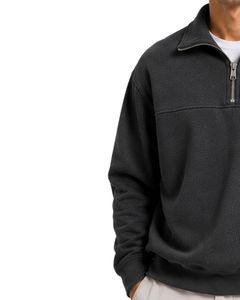 Charcoal Gray <b>Men</b> Oversized Quarter Zip Sweatshirt <b>Pullover</b> Fleece Long Sleeve Casual Streetwear Sweater Custom Heavy Cotton Top - Product Image 3