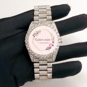 Reloj Unisex Hip Hop con Diamantes, Esfera Azul Totalmente Cubierta de Moissanita VVS, Diámetro de Esfera de 41 mm, Reloj Unisex Personalizado - Product Image 2