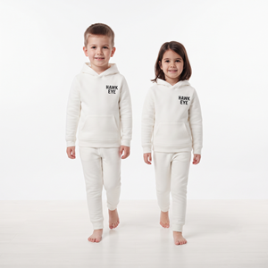 Conjunto Deportivo de Felpa con Capucha para Niños, Color Blanco Sólido, Ropa Casual Personalizada para Niños y Niñas - Product Image 3