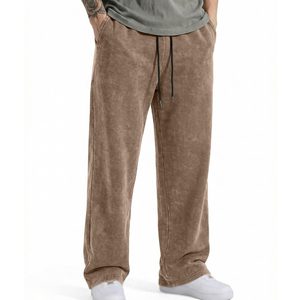 Latest Fashionable 100% Cotton Fleece Acid Washed <b>Men's</b> <b>Wide</b> <b>Leg</b> Pants Daily Wear Acid Wash <b>Trouser</b> <b>For</b> Adults - Product Image 4