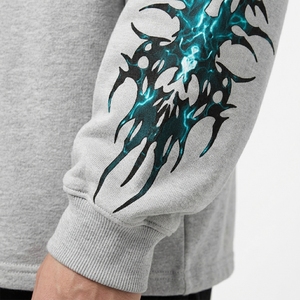 เสื้อยืดคอกลมแขนยาวทรงโอเวอร์ไซส์พิมพ์ลายสองชั้นแบบซันเฟดสำหรับผู้ชาย สกรีนโลโก้ได้ คลาสสิค วินเทจ ผ้าฝ้าย 100% ทรงหลวม - Product Image 3