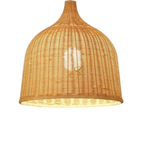 Wholesale Natural Rattan Lampshade Flared Top Dome Wicker Pendant <b>Light</b> Cover <b>Rustic</b> Onion Shaped Hanging Chandelier - Product Image 1