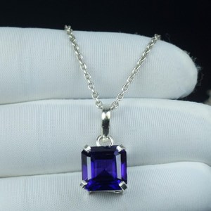 จี้แทนซาไนต์ทรงสี่เหลี่ยมสองสี เงินแท้ 925 ทำมือ สร้อยคอพลอยสีน้ำเงินม่วง ของขวัญ - Product Image 2