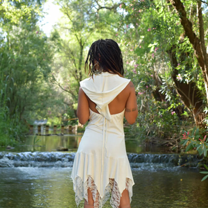 Robe Pixie asymétrique pour femmes, robe de fée avec dos ouvert, tenue de soirée bohème, mini robe - Product Image 3