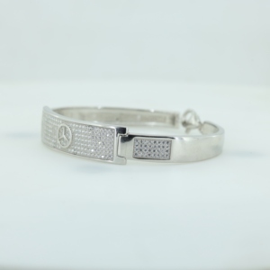 Half Circle Moissanite <b>Bangle</b> <b>Bracelet</b> 925 Sterling <b>Silver</b> Rhodium Plated for Women Wedding Gift - Product Image 3