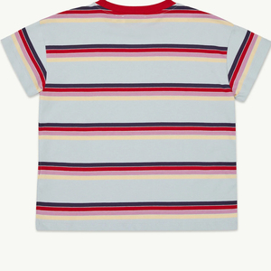 Collection d'été décontractée, t-shirt à manches courtes et col rond pour garçons, coupe confortable, coutures durables, design rayé, vêtements d'été - Product Image 6