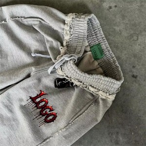 Pantalon de survêtement unisexe à jambe large avec logo Raw Edge, taille élastique, coupe ample, style streetwear décontracté - Product Image 6