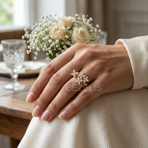 Impresionante Anillo de Rama Floral Delicado 05 con Diamantes Sostenibles Cultivados en Laboratorio, Engastados en Platino con Diseño de Ramita Orgánica - Product Image 2