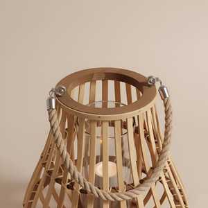 Handmade Bamboo Candle <b>Lantern</b> Rustic Woven <b>Tealight</b> Holder Boho Table Centerpiece Eco Decor OEM Supplier Vietnam - Product Image 3