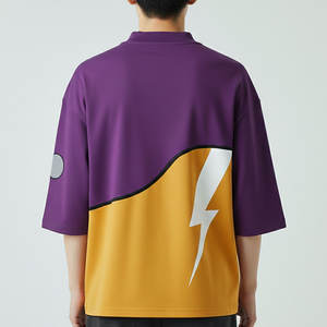 T-shirt ample pour homme, coupe carrée, coton de qualité supérieure, style contemporain simple, design épaules tombantes - Product Image 6