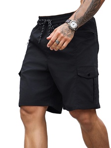 Short cargo uni de coupe régulière pour homme avec cordon de serrage et grandes poches, décontracté au quotidien, course à pied, multi-scène - Product Image 2