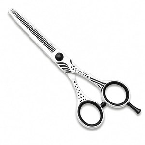 Ciseaux professionnels pour la parrure des cheveux, 32 dents, acier inoxydable, pointe arrondie, pour droitiers, manche moyen, poignée en plastique - Product Image 5