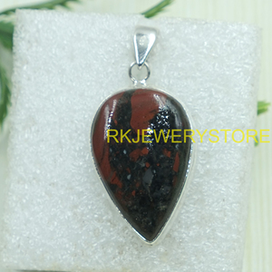 Colgante de Piedra de Sangre Natural en Plata de Ley 925, Hecho a Mano, con Cabujón en Forma de Lágrima, Joyería Curativa, Regalo para Mujeres, Novias y Ella - Product Image 6