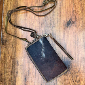 Cartera de cuero de vaca para mujer con bolsillo para teléfono, monedero de cuero genuino occidental, bolsa móvil oculta para el pelo de alta calidad - Product Image 4