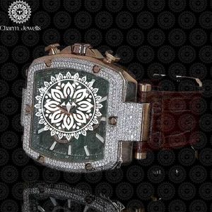 Charm_Jewells Luxury Men's <b>Mechanical</b> <b>Watch</b> Stainless Steel Case Green Dial Stainless Steel Band Chronograph Analog 40mm 10 Bar - Product Image 4