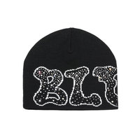 Bonnet noir en strass avec broderie de paillettes, unisexe, chaud pour l'hiver, élégant, accessoire de fête, couleur unie, taille adulte 56-58CM