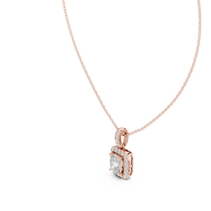 14K Yellow Gold <b>Cushion</b> & <b>Round</b> Lab-Grown Diamond Pendant for Women | Engagement | New Grown Diamond - Product Image 5