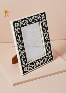 Cadre photo en bois vintage moderne avec incrustation florale faite à la main, couleur personnalisée, taille sur mesure, mariage, prix bas - Product Image 6